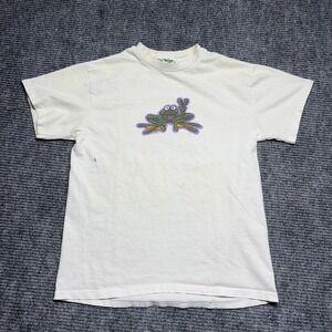 90s Vintage Peace Frogs T Shirt Mens Medium Graphic Frog Peace Sign White